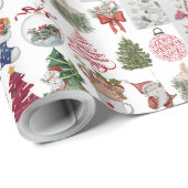 Vintage Christmas Collage | Retro Holiday Geschenk Geschenkpapier (Rolleneckpunkt)