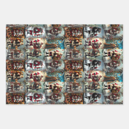 Vintage Christmas Collage | Retro Holiday Geschenk Geschenkpapier Set