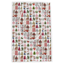 Vintage Christmas Collage | Retro Holiday Geschenk Mittlere Geschenktüte