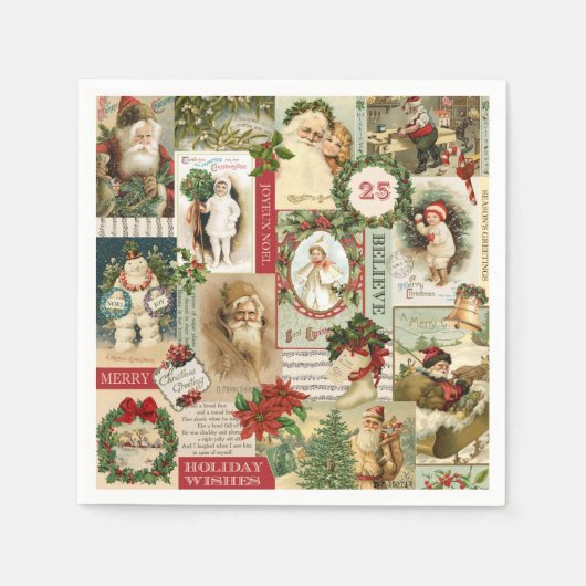 VINTAGE CHRISTMAS COLLAGE SERVIETTE (Vorderseite)