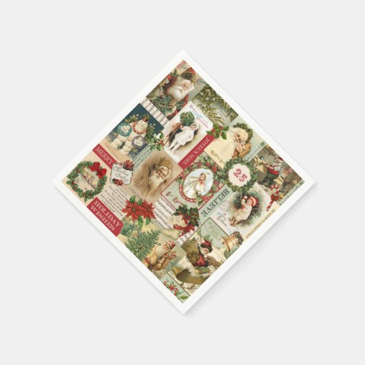 VINTAGE CHRISTMAS COLLAGE SERVIETTE (Ecke)