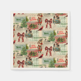 Vintage Christmas Collage Serviette
