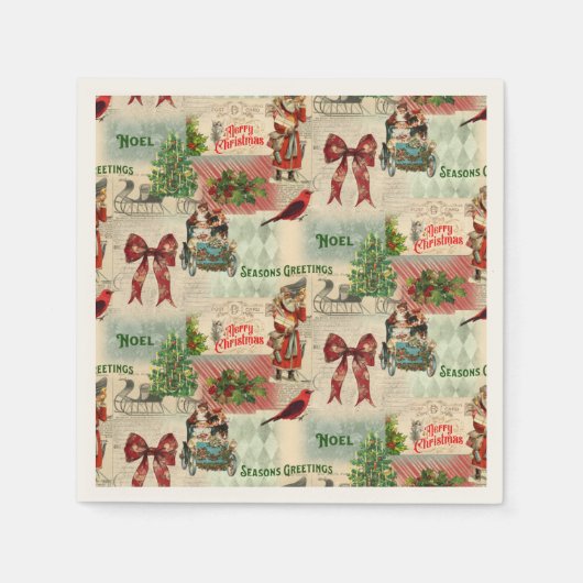 Vintage Christmas Collage Serviette (Vorderseite)