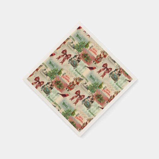 Vintage Christmas Collage Serviette (Ecke)