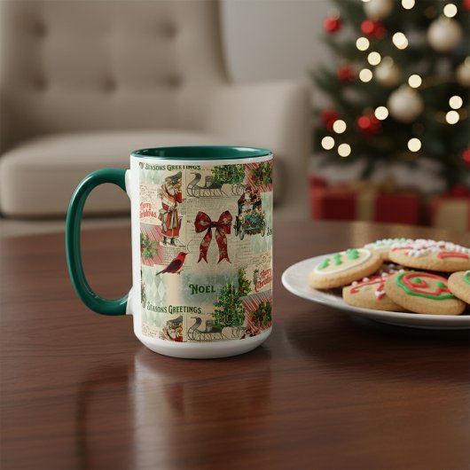 Vintage Christmas Collage Tasse