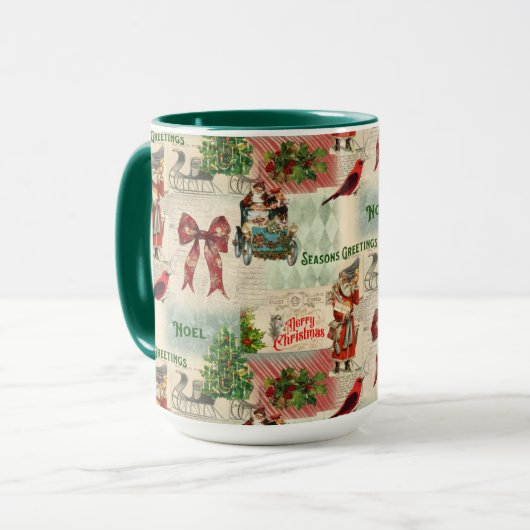 Vintage Christmas Collage Tasse (Vorderseite Links)