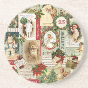 VINTAGE CHRISTMAS COLLAGE UNTERSETZER