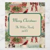 Vintage Christmas Collage Weinetikett (Einzelnes Label)