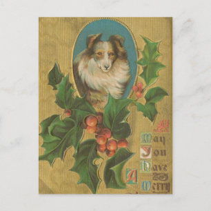 Vintage Christmas Collie Feiertagspostkarte