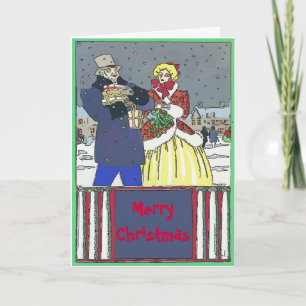 Vintage Christmas Couple-Text Feiertagskarte