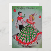 Vintage Christmas Couples Dance Feiertagskarte (Vorne/Hinten)
