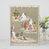 Vintage Christmas Creepy Snowman Feiertagskarte (Stehend Vorderseite)