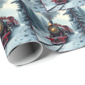 Vintage Christmas Dampflokomotive Geschenkpapier (Rolleneckpunkt)