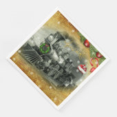 Vintage Christmas Dampfzug Serviette (Ecke)