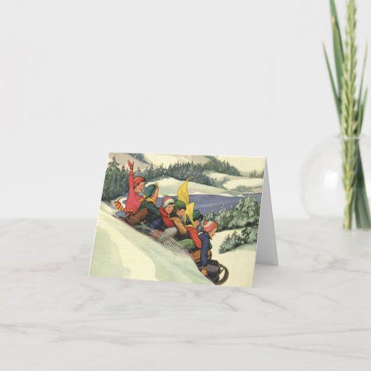 Vintage Christmas Danke Feiertagskarte (Vorderseite)