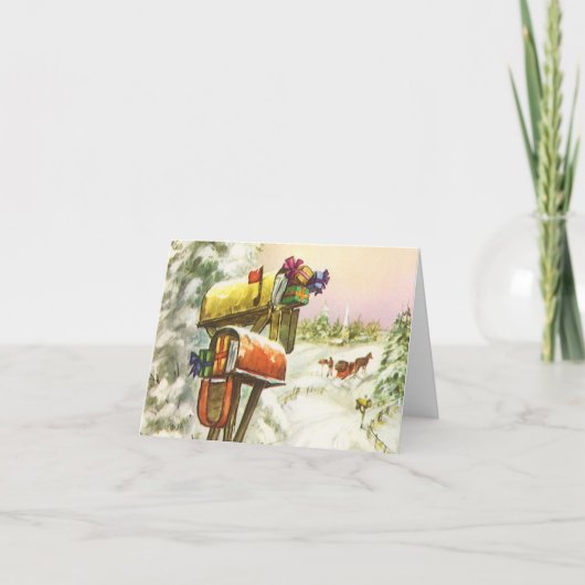 Vintage Christmas Danke Feiertagskarte (Vorderseite)