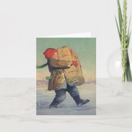 Vintage Christmas Danke Feiertagskarte (Vorderseite)