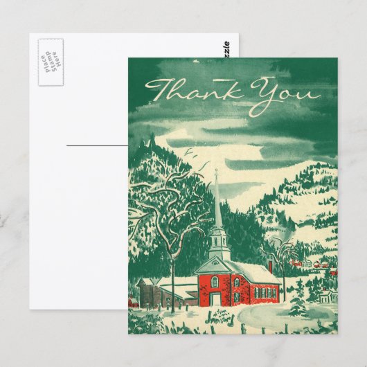 Vintage Christmas Danke Postkarte (Vorne/Hinten)