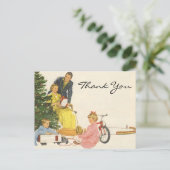 Vintage Christmas Danke Postkarte (Stehend Vorderseite)