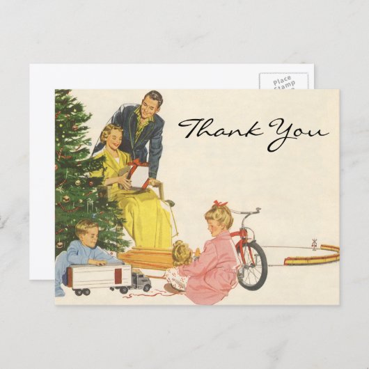 Vintage Christmas Danke Postkarte (Vorne/Hinten)