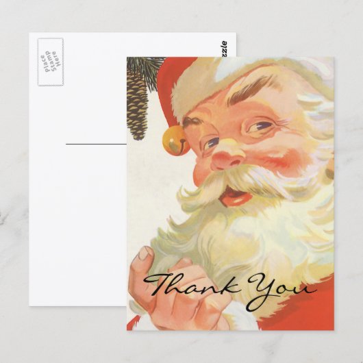 Vintage Christmas Danke Postkarte (Vorne/Hinten)