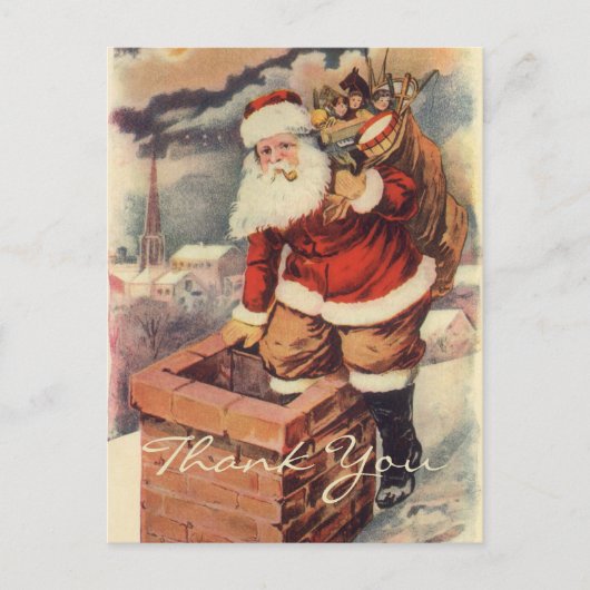 Vintage Christmas Danke Postkarte (Vorderseite)