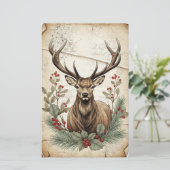 Vintage Christmas Deer Decoupage Art (Stehend Vorderseite)