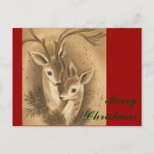 Vintage Christmas Deer Feiertagspostkarte (Vorderseite)