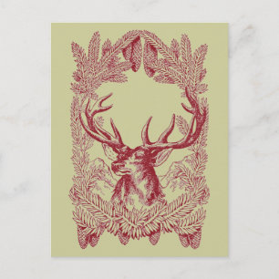 Vintage Christmas Deer Feiertagspostkarte