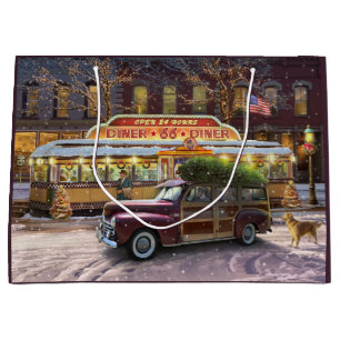 Vintage Christmas Diner Große Geschenktüte