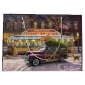 Vintage Christmas Diner Große Geschenktüte (Rückseite)