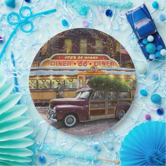Vintage Christmas Diner Pappteller (Party)
