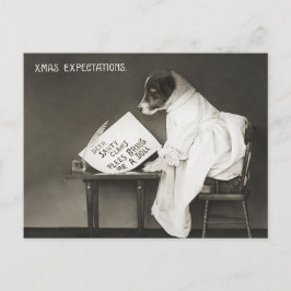 Vintage Christmas Dog Welpe Spaß Postkarte