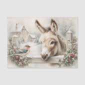 Vintage Christmas Donkey And Robin Decoupage Seidenpapier (Vorderseite)