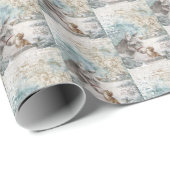 Vintage Christmas Donkey Kitten Geschenkpapier (Rolleneckpunkt)