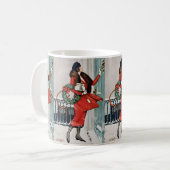 Vintage Christmas Doorstep Illustration Kaffeetasse (Vorderseite Links)