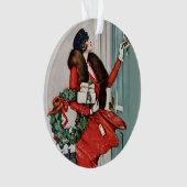 Vintage Christmas Doorstep Illustration Ornament (Vorderseite)