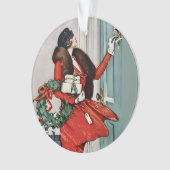 Vintage Christmas Doorstep Illustration Ornament (Vorderseite)