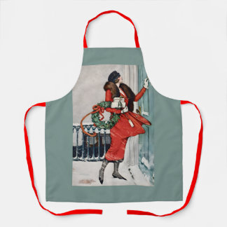 Vintage Christmas Doorstep Illustration Schürze