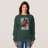 Vintage Christmas Doorstep Illustration Sweatshirt (Vorne ganz)
