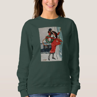 Vintage Christmas Doorstep Illustration Sweatshirt