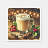 Vintage Christmas Drink Eggnog Latte Decoupage Serviette (Vorderseite)