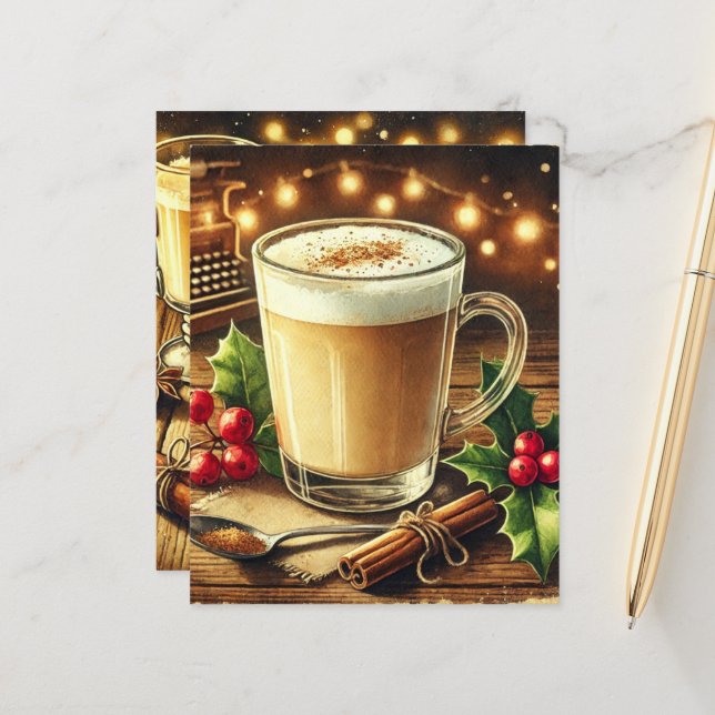 Vintage Christmas Drink Eggnog Latte Scrapbook (Vorderseite/Rückseite Beispiel)