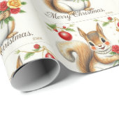 Vintage Christmas Eichhörnchen Geschenkpapier (Rolleneckpunkt)