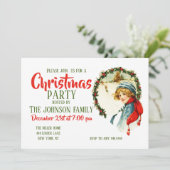 Vintage Christmas Einladung (Stehend Vorderseite)