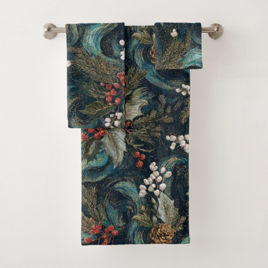 Vintage Christmas Elegant Sparkle Badhandtuch Set (Insitu)