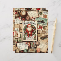 Vintage Christmas Ephemera Scrapbook Paper