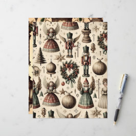 Vintage Christmas Ephemera Scrapbook Paper
