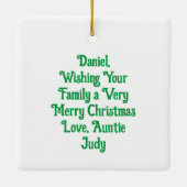 Vintage Christmas Eve Joy Personalisiert Keramikornament (Rückseite)