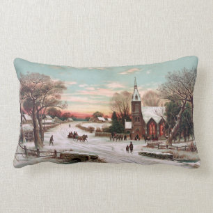 Vintage Christmas Eve Lumbar Pillow Lendenkissen